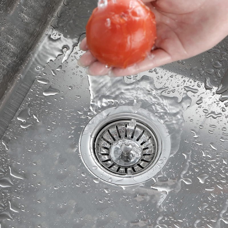 2 x Waterproof Stainless Steel Sink Drainer Plug, Durable Kitchen