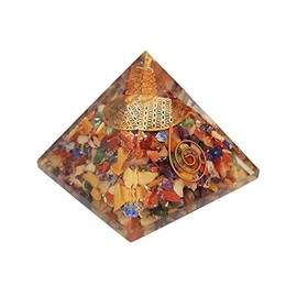 BHHROOM Mixed Chakra Flower of Life Crystal Orgone Pyramid E-Energy Protection 60-70MM