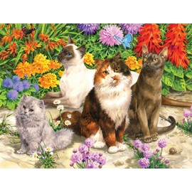 Buffalo Games - John Francis - Cat Flora - 750 Piece Jigsaw Puzzle for Adults -Challenging Puzzle Perfect for Game Nights - Finished Size is 24.00 x 18.00