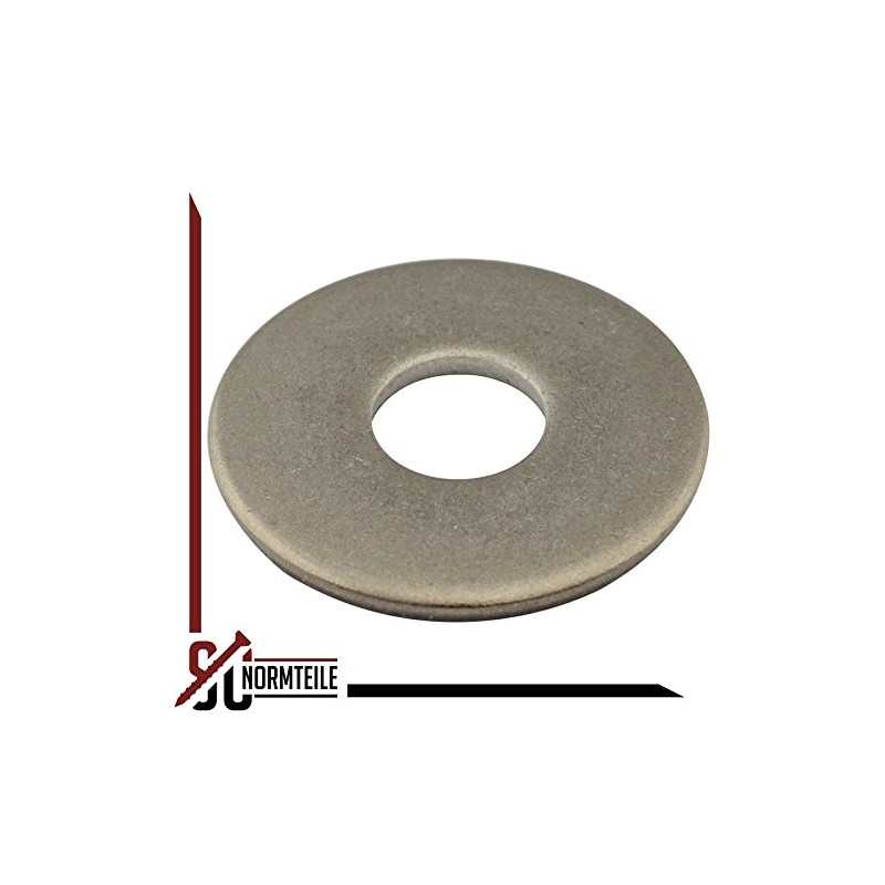 Large DIN 9021 A2 stainless steel washers., off-white