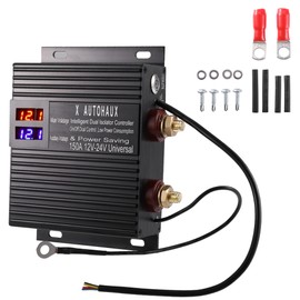 X AUTOHAUX 1 Set 12V/24V 150Amp Universal Dual Battery Smart Isolator Kit Dual Battery Isolation Protection Controller Sensitive Relay Starter Controller for Car RV Truck ATV UTV Camper Boat
