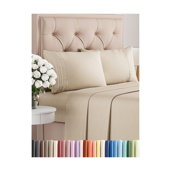 Queen Size 4 Piece Sheet Set - Comfy Breathable &