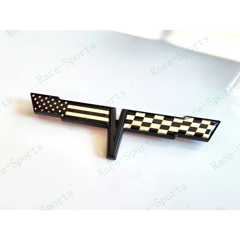 AUTO 2PC Black FRONT NOSE Rear Gas Lid Crossed Black