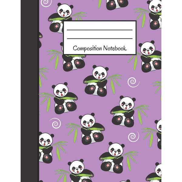 Composition Notebook: Large Purple Panda Notebook to Write in