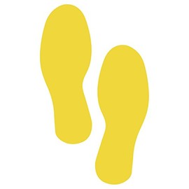 LiteMark 9 Inch Yellow Footprint Decal Stickers for Floors and Walls - Pack of 12 (6 Pairs)