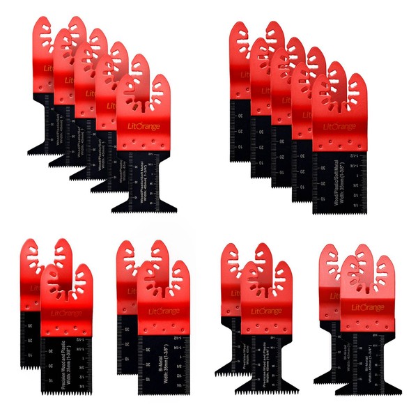 Litorange 18 Pcs Oscillating Saw Blades, Professional Wood/Metal/Plastic Universal Multitool,