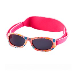 Kiddus Baby Sunglasses for Newborns, Boys and Girls from 0 Months to 2 Years. 100% Sun Filter Protection UV400 Adjustable Soft Strap. BPA Free. Various Patterns, Pink leaves