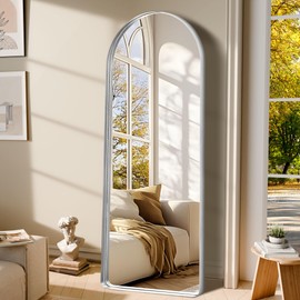 GlasFlength 71"x28" Deep Frame Full Length Mirror, Arched Floor Mirror-Proof Glass Body Mirror-Leaning Against or Wall-Mounted for Living Room Bedroom