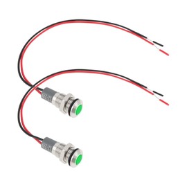 eMagTech 2 x AC/DC 12V-24V 8 mm Panel Mount LED Signal Display Metal Shell Warning Lamps Green