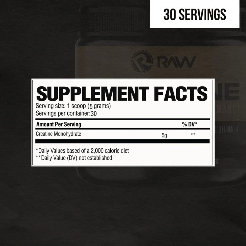 Creatina Monohidratada Raw Nutrition 30 Servicios Sin Sabor