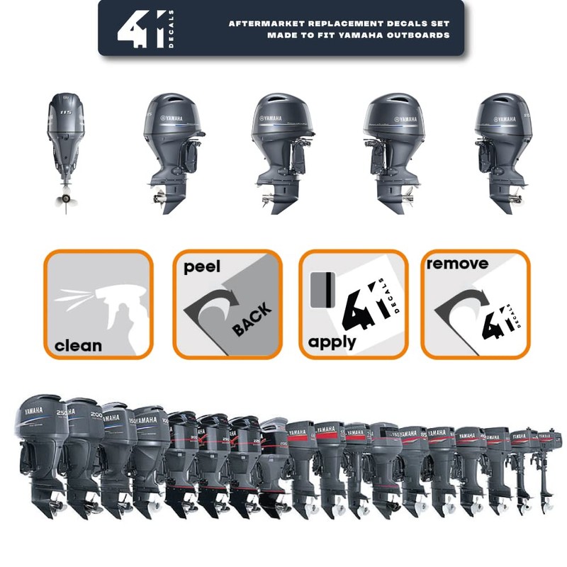411 Decals Aftermarket Replacement for Yamaha 250 FS (2013) Outboard