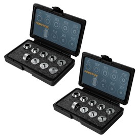 POWERTEC 72147 10pc Router Template Bushing Guides Set 5/16 to 1 Inch Fits Porter Cable Router Sub Bases & 1pc Solid Carbide Up Cut Spiral 1/4" Shank Router Bit, Perfect for Precision Woodworking