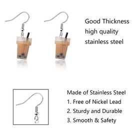 FUSTMW Bubble Tea Earrings Bubble Tea Gifts for Boba Lovers Jewelry Boba Milk Tea Gifts Bubble Tea Drink Lover Gifts, No Gemstone