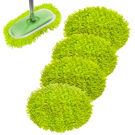 Rwotlls Reusable Microfiber Mop Pads Compatible with Swiffer Sweeper, Dry Sweeping Cloths & Wet Mopping Cloths, Refills for Hardwood Surface Floor Cleaning, 4 Pack (Green)