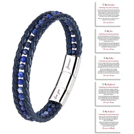 Birthday Gift For Husband Bracelets For Men: To My Husband Bracelet From Wife Forever Love Gifts For Him - Blue Leather Bracelet For Men Unique Anniversary Christmas Valentines Fathers Day Gifts