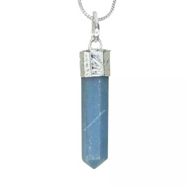 amazing gemstones Angelite Cap Pencil Necklace Pendant