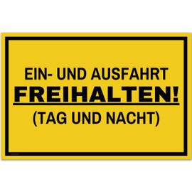 Einfahrt Freihalten Signs (30 x 20 cm Plastic) - Ausfahrt freihalten Sign - Parken Verboten Privatgrundstück - Ausfahrt Freihalten Auch Gegenüber - (Yellow)