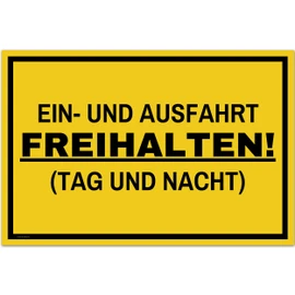 Einfahrt Freihalten Signs (30 x 20 cm Plastic) - Ausfahrt freihalten Sign - Parken Verboten Privatgrundstück - Ausfahrt Freihalten Auch Gegenüber - (Yellow)