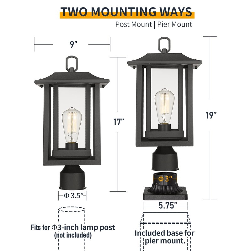 Beionxii Outdoor Post Light, Large Exterior Lamp Post Light Pier