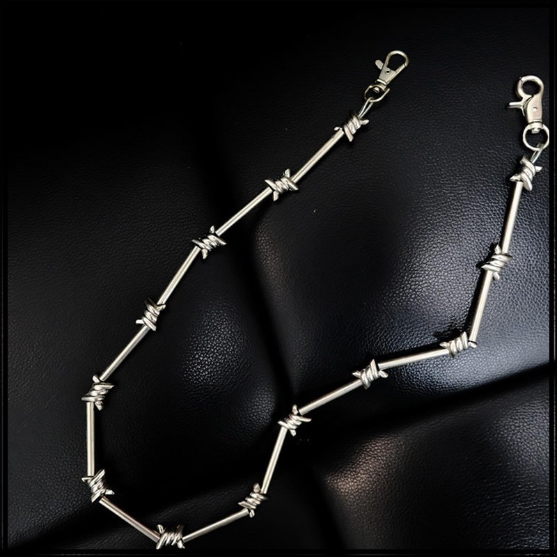 White Fang AZ196 Wallet Chain, Fall Prevention, Barbed Wire, Lock,