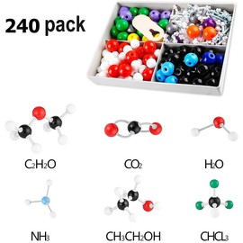 Molecular Model of Chemistry, 240 Pieces Basic Biochemical Structure Building Kit, Organic Molecules Set for Teachers, Students, Scientists, Chemistry Class of Poweka