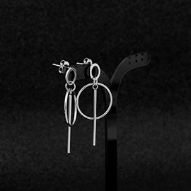 Women's Men's Earrings, Binaural, Circle, Stick, Stainless Steel, Hoop Earrings, Korean Fashion, Stainless Steel, Stylish, Stainless Steel