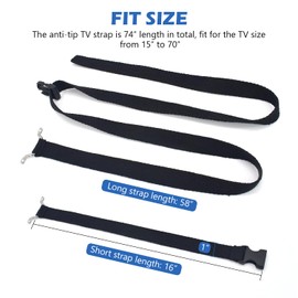 scottchen PRO RV TV Straps 74" Anti-Tip RV Furniture Safety Tie Down Solid Straps for Camper Trailer Traveling - 4pcs Basic