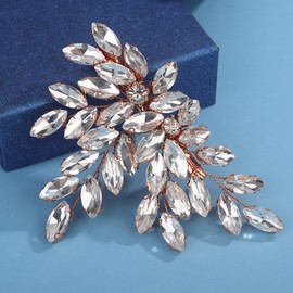 Octwine Bride Wedding Rhinestone Hair Piece Silver Gold Hair Clip Rhinestone Crystal Hair Comb Wedding Party Prom Hair Headpiece Bridal Hair Accessories for Women (Rose Gold)