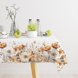 Tablecloth 152 x 213cm Rectangular, Eucalyptus Floral Table Cover for Party Picnic Dinner Decor (Floral Flowers)