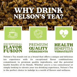 Nelson's Tea Chamomile Honey Vanilla- Herbal Loose Leaf Tea, Curated Blend with Honeybush, Chamomile, Lemongrass, Licorice Root, Toasted Coconut, and Bee Pollen- Perfect for Bedtime Brew 2.2 Oz