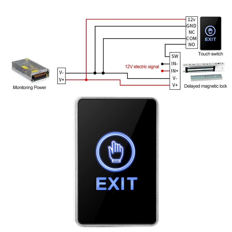 Touch Sensor Pannel NO NC COM Exit LED Light Access