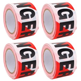 4PCS Red & White Danger Tape Roll, Warning Safety Stripe Tape Non Adhesive, Floor Marking Tape Hazard Tape Caution Tape for Crime Scene Barricade Areas