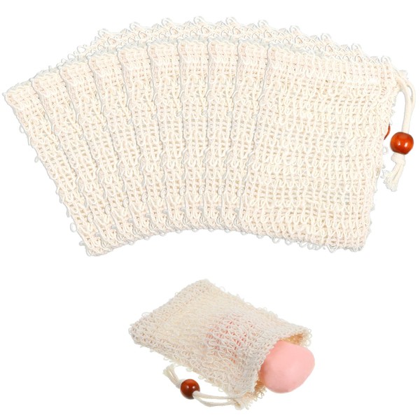 Soap Bags 10pcs Natural Sisal Soap Saver Bag Mesh Saver