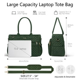 Teacher Tote Bag for Women, 15.6 inch Laptop Work Tote Bag Nurse Bag With Large Cup Holder & Insulated Pocket Professional Computer Handbag Laptop Briefcase for Office, College, Nursing, Travel, Gifts