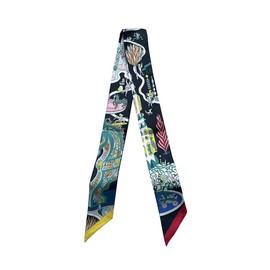 JERLA 100% Mulberry silk Scarf Head Hair Ribbon Handbag Handle wrap Tie Bundle Neckerchief Scarf for women men