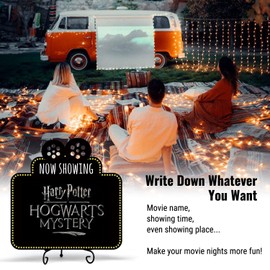 Movie Night Accessories, Now Showing Blackboard Family Movie Theater Decor for Home, Outdoor and Movie Parties, with 1 Chalkboard, 1 Metal Stand and 4 Chalk Markers