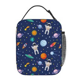 Wyayazh Astronaut Lunch Bag Insulated Lunch Box Portable Mini Cooler Reusable Large Planet Lunch Tote For Boys, Girls