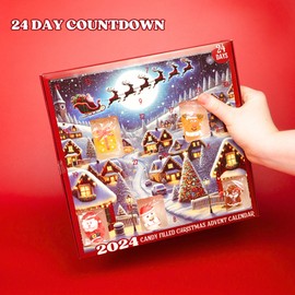 Gummy Candy Filled Advent Calendar, Countdown to Christmas 2024 with Holiday Gummies Inside, 10.16 Ounces