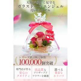 IPFA Preserved Flowers, Glass Dome Angel (Mother's Day Model, Hot Pink Ribbon), Present, Rose, Angel (Birthday, Wedding Gift, Retirement Gift, 60th Birthday), Flower Gift, Celebration