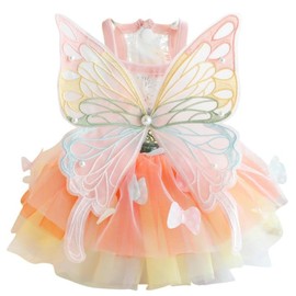 Princess Dog Dresses for Small Dogs Rainbow Clothes Butterfly Costume Pet Clothes Girl Puppy Dog Princess Skirt Summer Cute Dog Wedding Holiday Party Costume Outfits (XL(Back:15.8" Chest:19.8"))