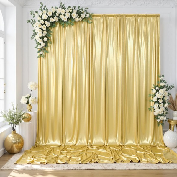 gogoparti 30x10FT Gold Sequin Backdrop Curtain - 6 Panels of