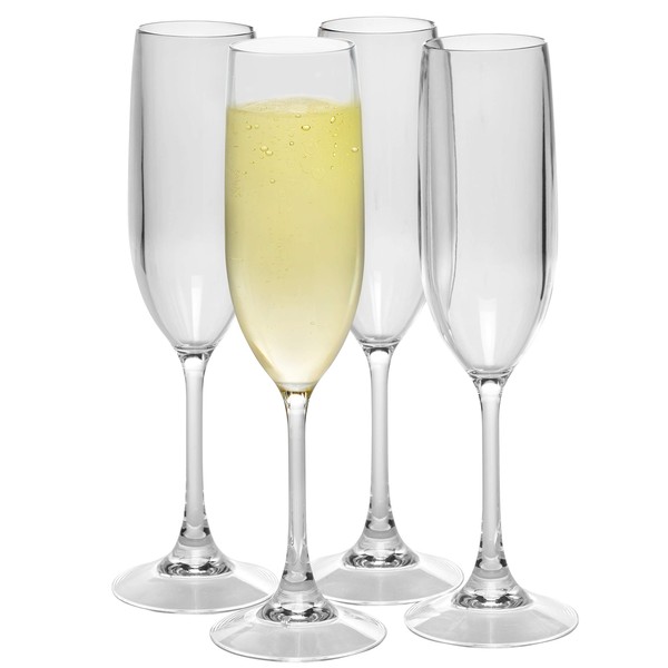 Unbreakable Stemmed Champagne Flutes (Set of 4, 12oz ea) - 100% Reusable Shatterproof Mimosa and Champagne Glasses - Perfect for Hosting Outdoor Summer Pool Parties - Great Mother's Day & Wedding Gift