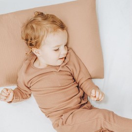 Konssy Muslin Toddler Pillowcase for 13x18 Pillow 2 Pack, 100% Cotton Toddler Pillow Case Cover, Soft & Breathable Travel Babay Kids Pillow Covers with Envelope Closure（Flourish, Toffee）