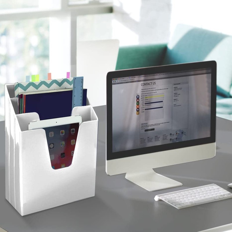 Acrimet Vertical Triple File Folder Holder Organizer, File Sorter (Plastic)