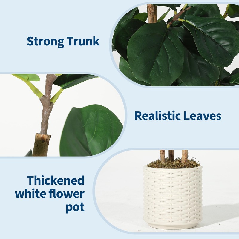 Faux Fiddle Leaf Fig Tree 7 FT, Artificial Tree with