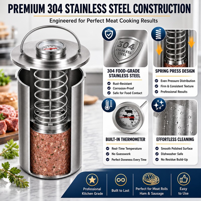 Meat Press Mold, Stainless Steel Ham & Deli Meat Maker