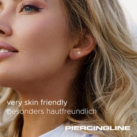 PIERCINGLINE 14 Karat Gold Labret Ohr-Piercing mit Push Fit MOISSANIT-SCHLANGE Weißgold (rhodiniert) 1,2 x 10 mm