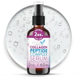 Peptide Complex Serum por Eva Naturals (2 onzas) El mejor serum facial antiedad, reduce las arrugas y aumenta el colágeno, cura y repara la piel a la vez que aumenta el tono y la textura, con ácido hialurónico y vitamina E, 2 onza