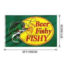Generic Beer Fishy Funny Flag 3X5FT Banner,Man Cave Wall Flag for College Dorm Room Frat Outdoor Parties Gift Tailgates,with 2 Brass Grommets. (Fishy1)
