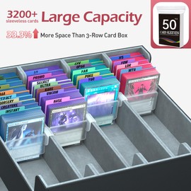 ENTUMO 4-Row【3200+】 Trading Card Storage Box, Card Organizer Holder With 50 Sleeves & 24 Dividers, Case Fit for Mtg Tcg Magic Commander Deck Playing Cards, Deck Box for Baseball Sport Card